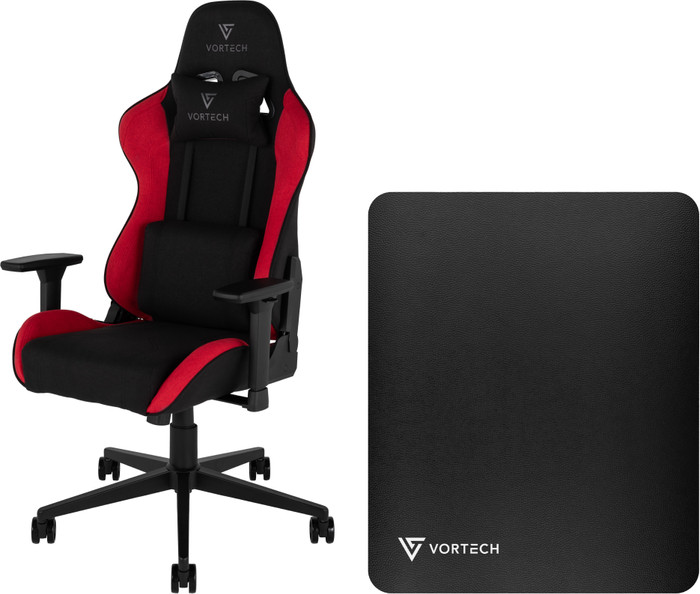 Vortech Essential Gamestoel Rood + Vortech Vloermat Zwart Main Image