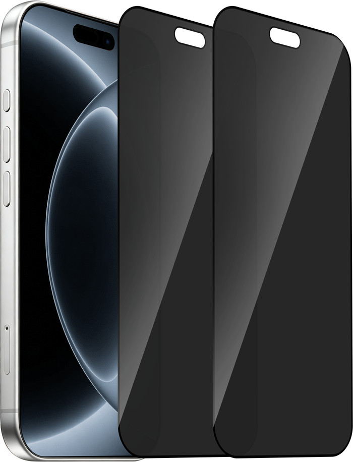 BlueBuilt iPhone 18 Pro Privacy Filter Screenprotector Glas Duo Pack voorkant