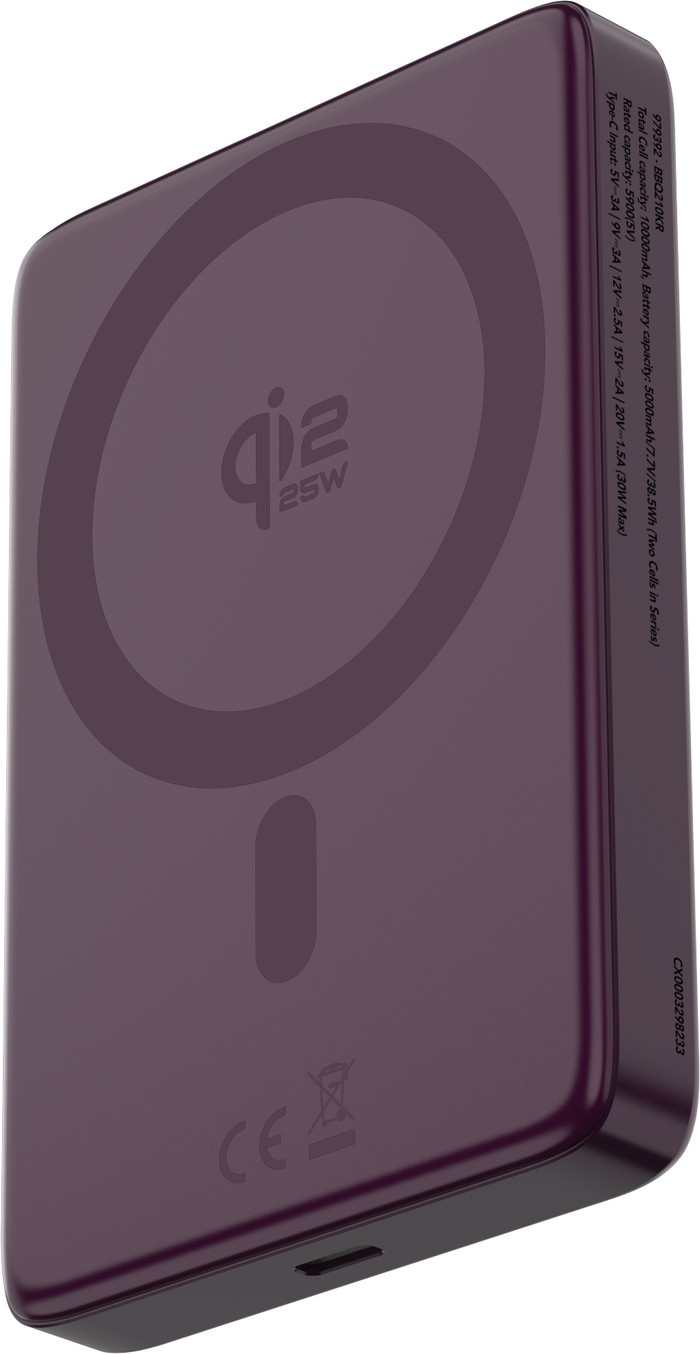 BlueBuilt Draadloze Powerbank met Qi2.2 en MagSafe 10.000 mAh met Snelladen 25 Watt Rood rechterkant