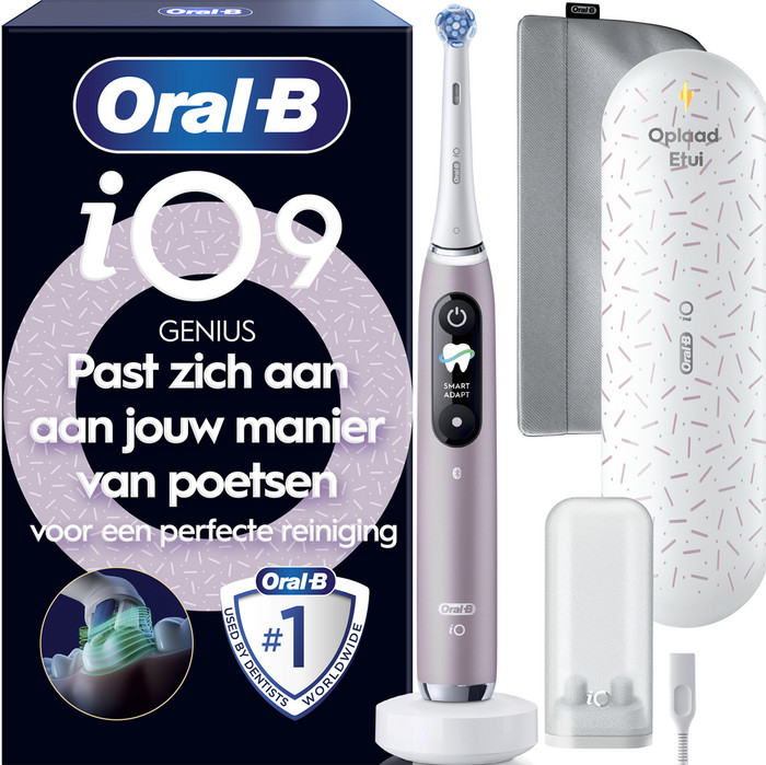 Oral-B iO 9n Rose Quartz + 8 Brush Attachments packaging