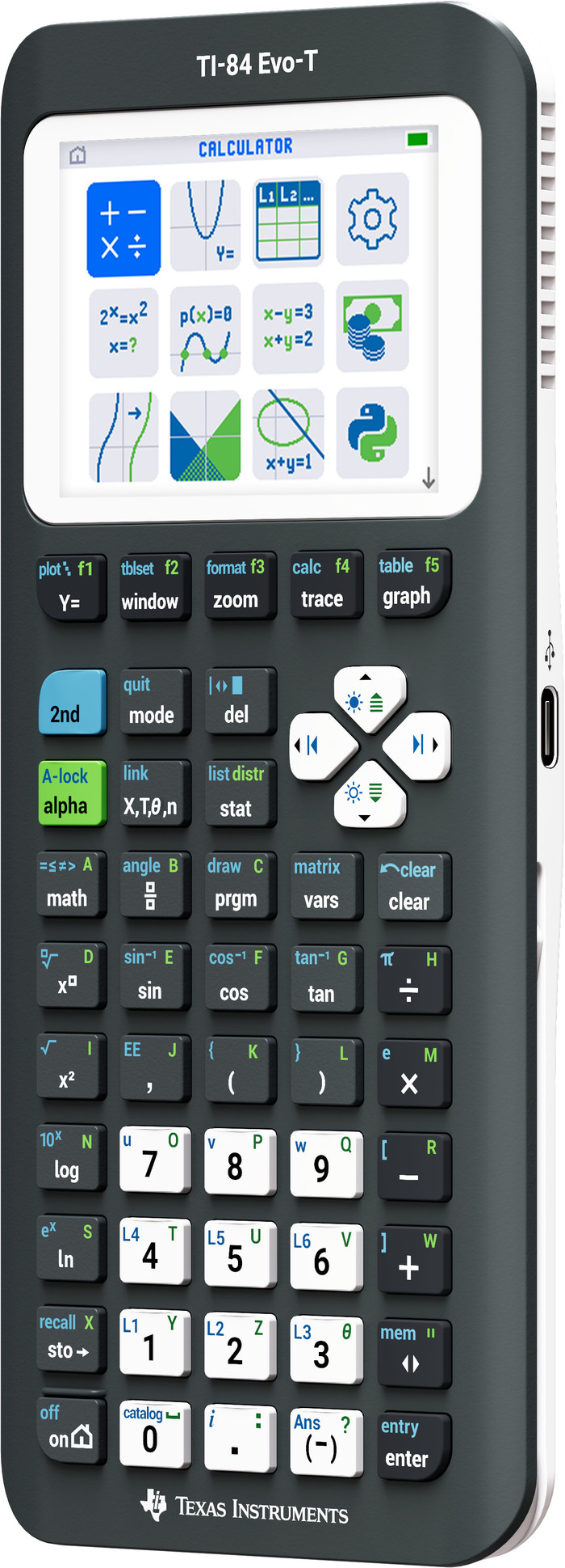 Texas Instruments TI-84 Evo-T Grafische Rekenmachine linkerkant