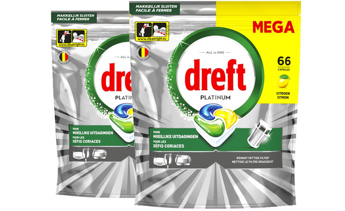 Dreft Vaatwastabletten Platinum All In One Original - Duo Pack (132 stuks) Main Image