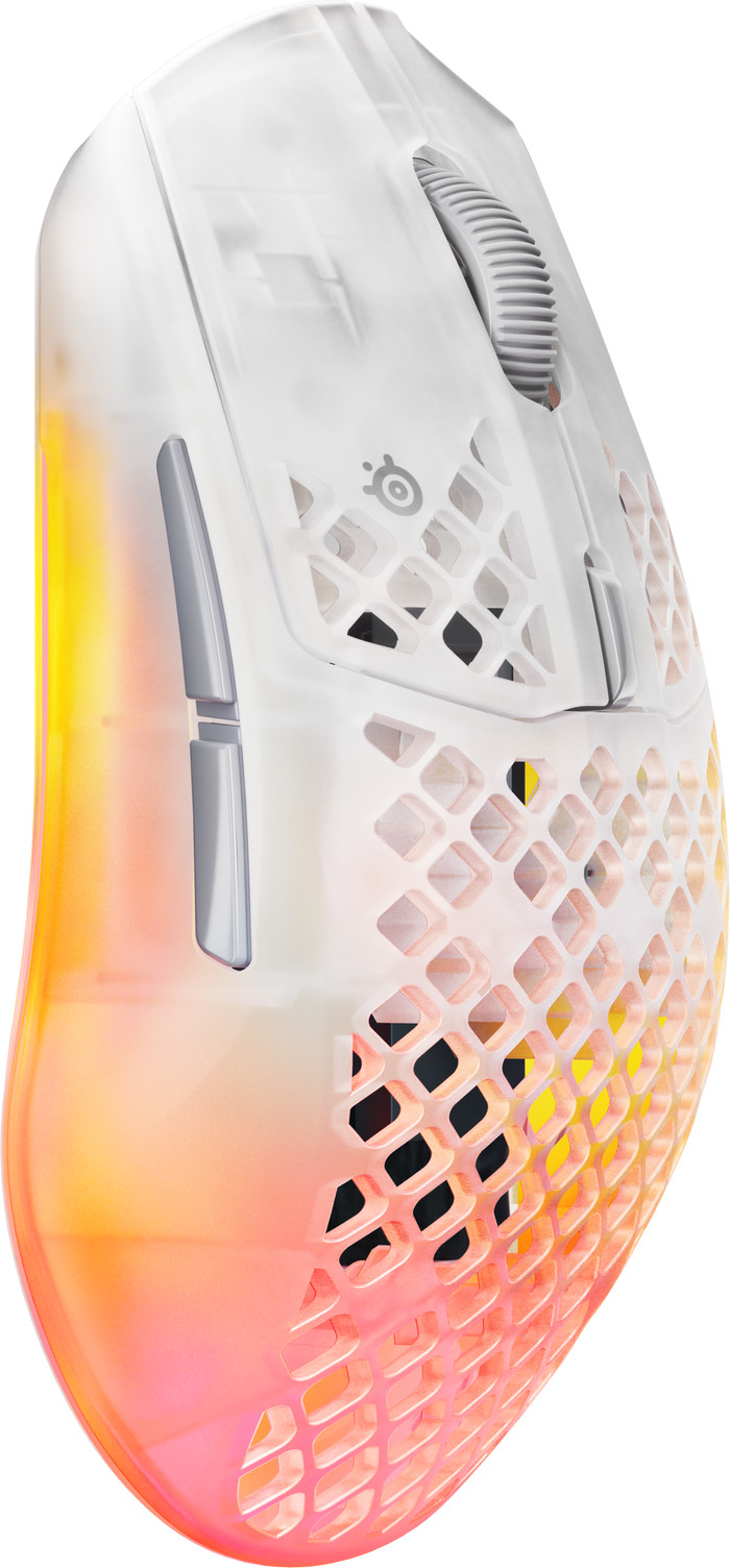 SteelSeries Aerox 3 Draadloze Gaming Muis Wit linkerkant
