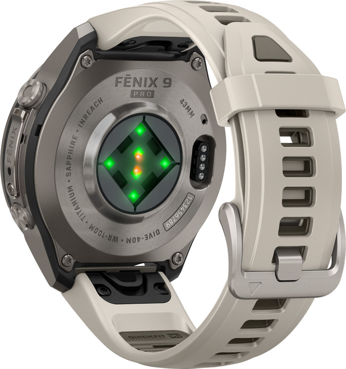 Garmin Fenix 9 Pro Titanium LTE 43mm achterkant