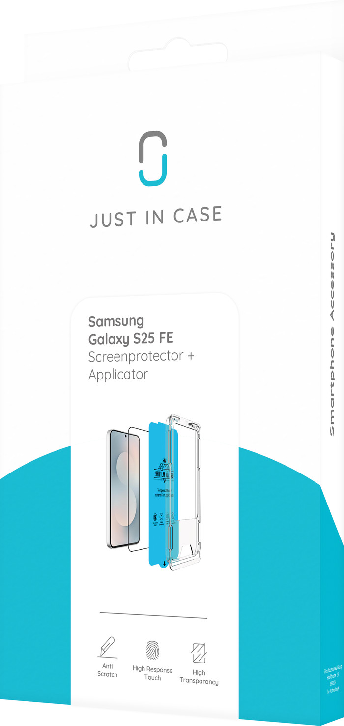Just In Case Tempered Glass Samsung Galaxy S25 FE Screenprotector verpakking