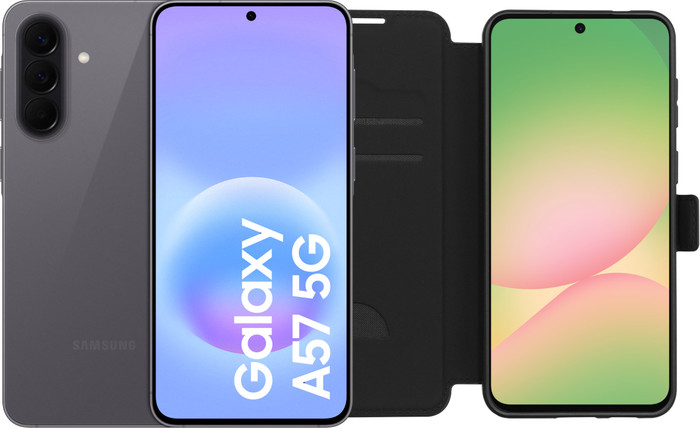 Samsung Galaxy A57 128GB Grijs 5G Enterprise Edition + BlueBuilt Book Case Zwart Main Image
