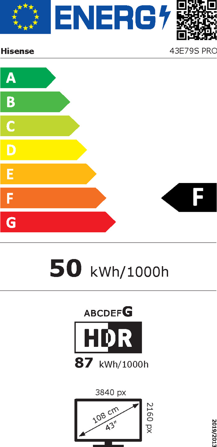 Hisense QLED 43" E79S PRO (2026) energielabel