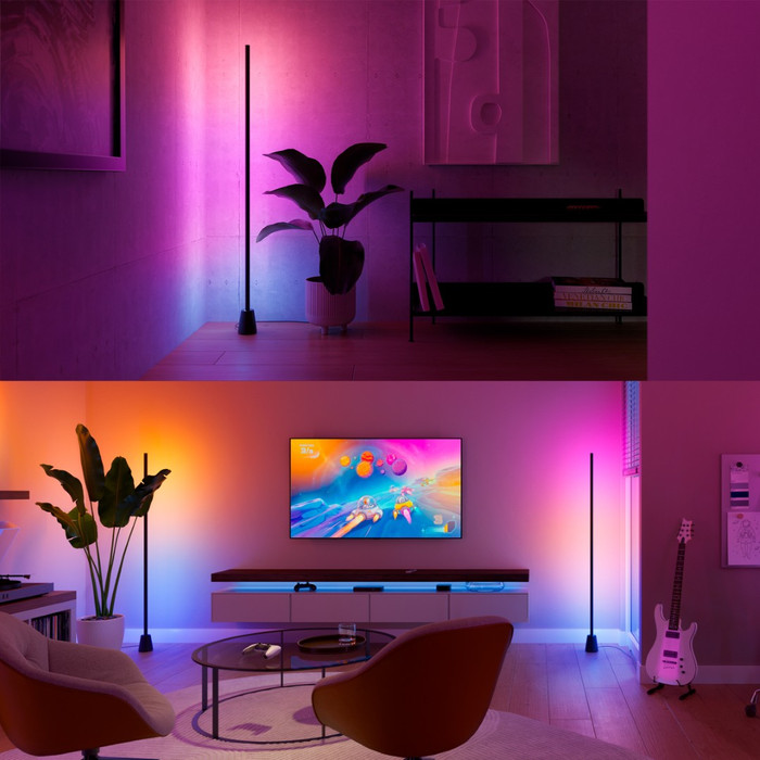 Philips Hue Play Vloerlamp White and Color + HDMI Sync Box 8K product in gebruik