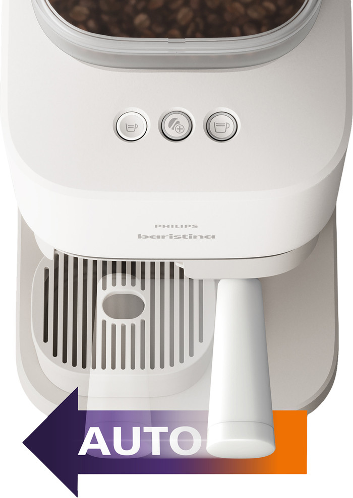 Philips Baristina BAR308/00 Wit + Melkopschuimer detail
