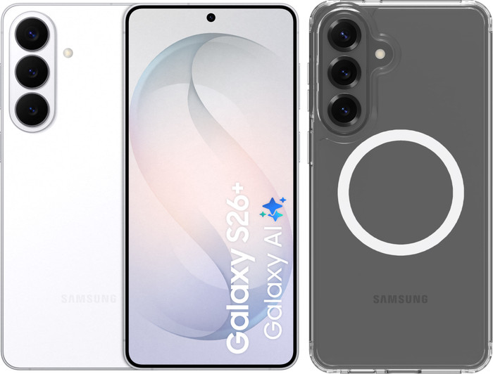 Samsung Galaxy S26 Plus 256GB Wit 5G + BlueBuilt Back Cover met Magneet Transparant Main Image