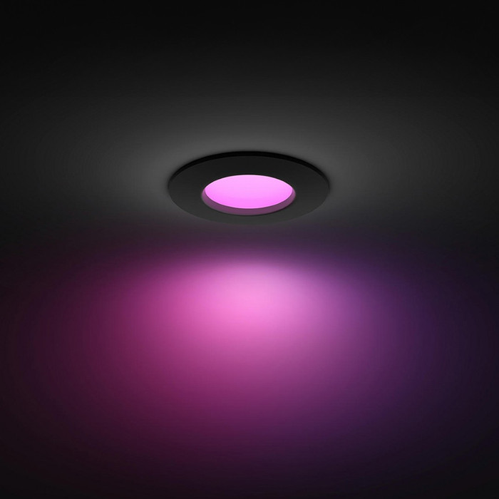 Philips Hue Inbouwspot Slim 3-Pack - White and Color - 90mm - Zwart voorkant