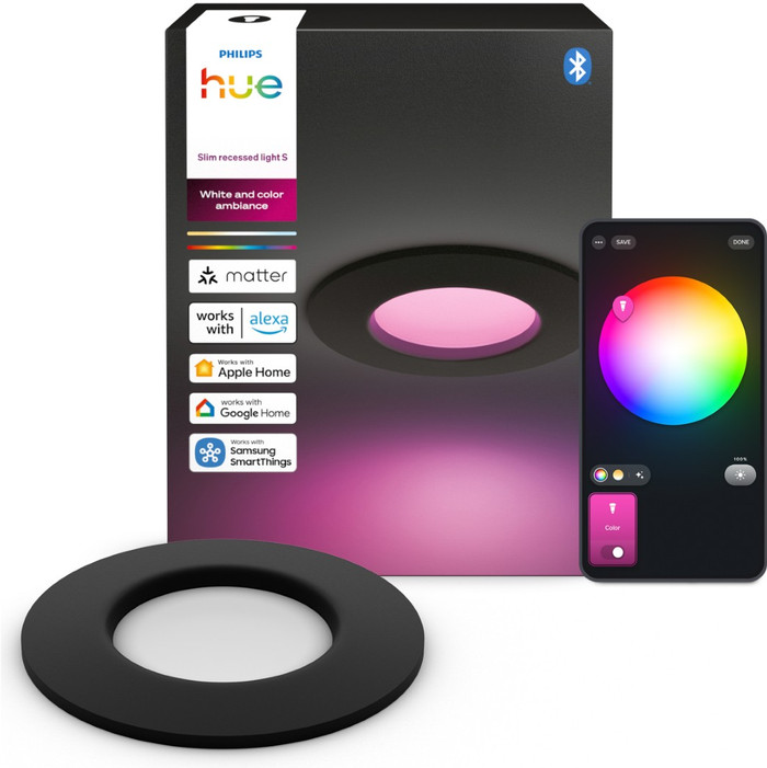 Philips Hue Inbouwspot Slim - White and Color - 90mm - Zwart Main Image