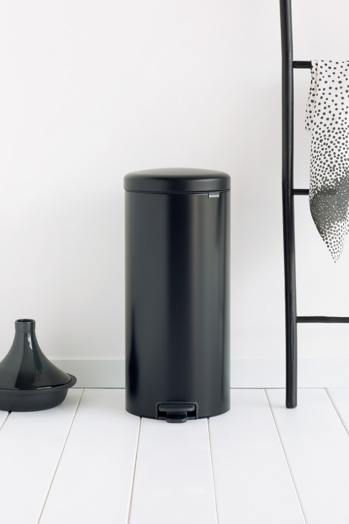 Brabantia NewIcon Pedal Trash Can 30L Matte Black product in use