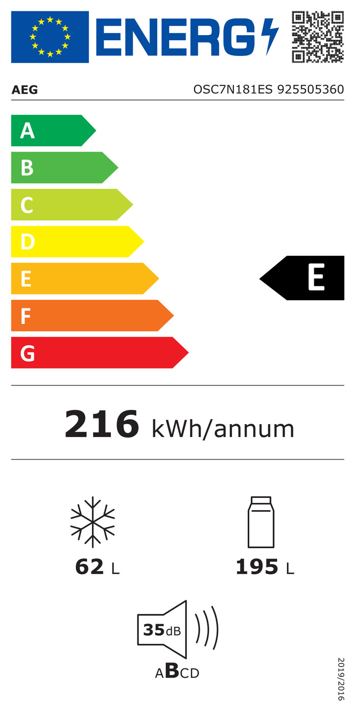 AEG OSC7N181ES 7000 energielabel