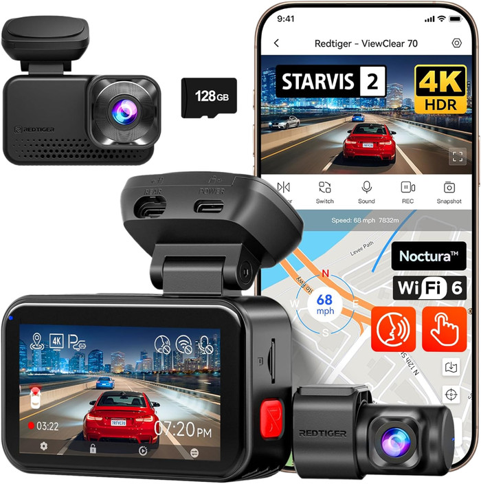 Redtiger ViewClear 70 4K Touchscreen Wifi GPS 2CH 128GB accessoire