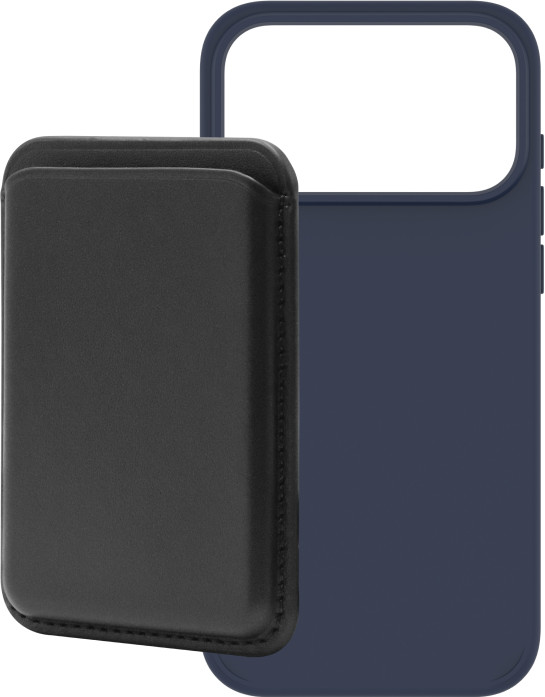 BlueBuilt MagSafe Hoesje iPhone 18 Pro Max Blauw + Kaarthouder Leer Zwart Main Image