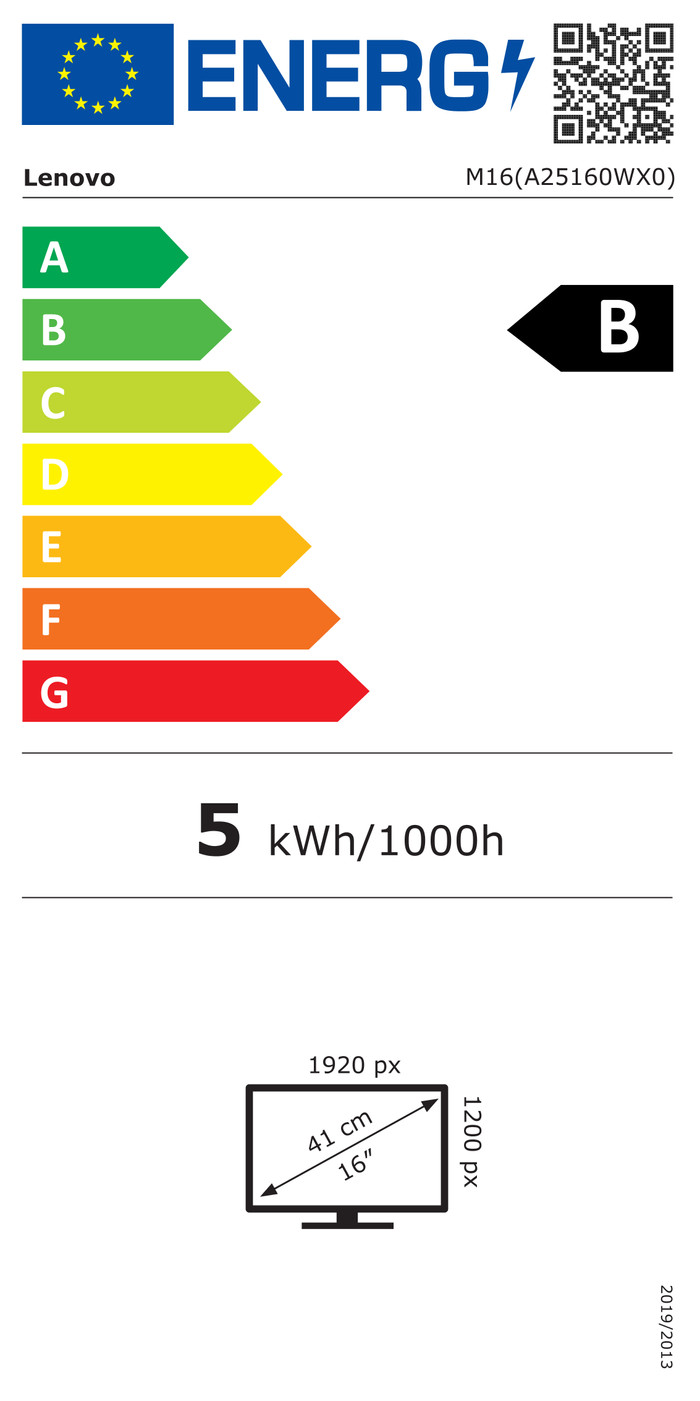 Lenovo ThinkVision M16 64BFUAT1WL energielabel