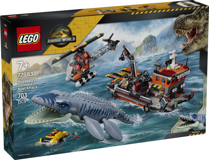 LEGO Jurassic World Mosasaurus Dinosaur Boat Attack 77983 packaging