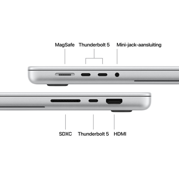 Apple MacBook Pro PROLED 16 inch M5 Pro (18 CPU / 20 GPU) 24GB/1TB Zilver QWERTY visual leverancier