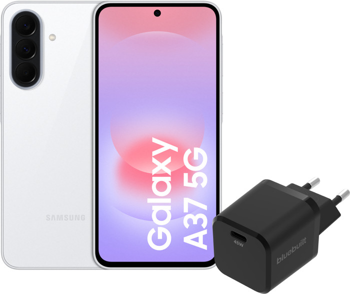 Samsung Galaxy A37 128GB Wit 5G + BlueBuilt Oplader met Usb C Poort 45W Zwart Main Image