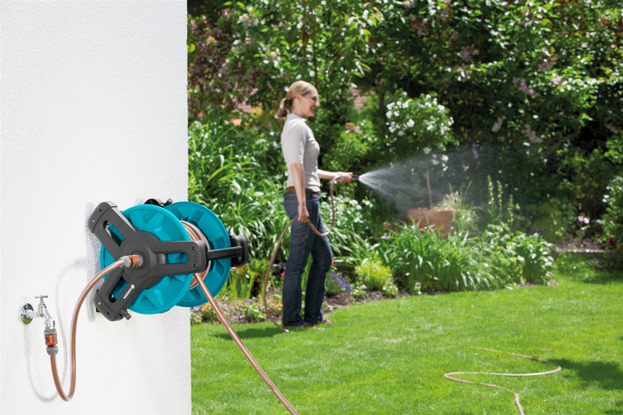 GARDENA Classic Wall Hose Box 50 Complete - 20m product in use