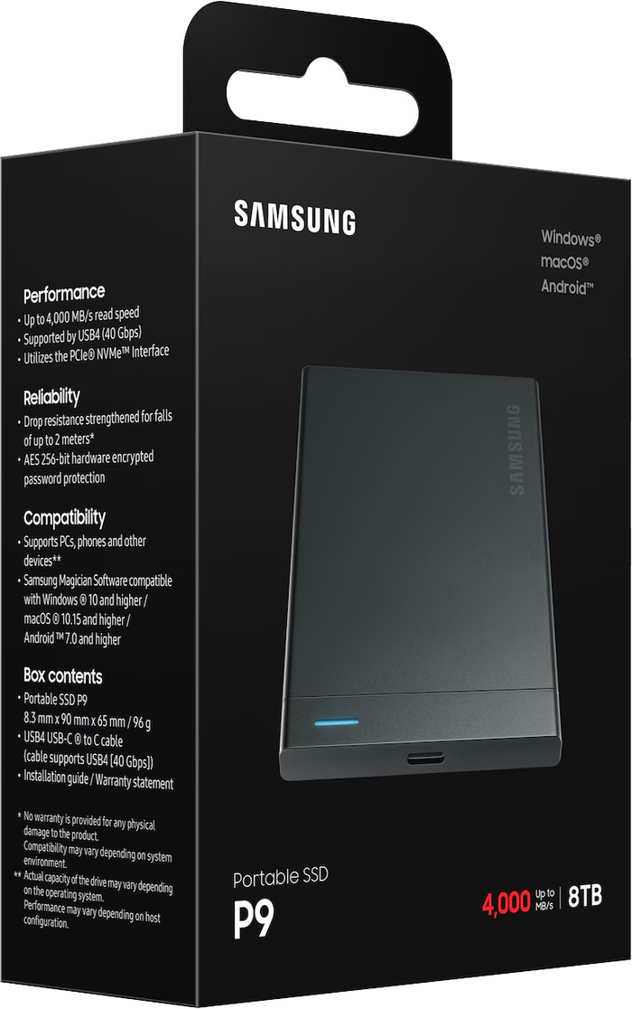 Samsung P9 Portable SSD 8TB verpakking