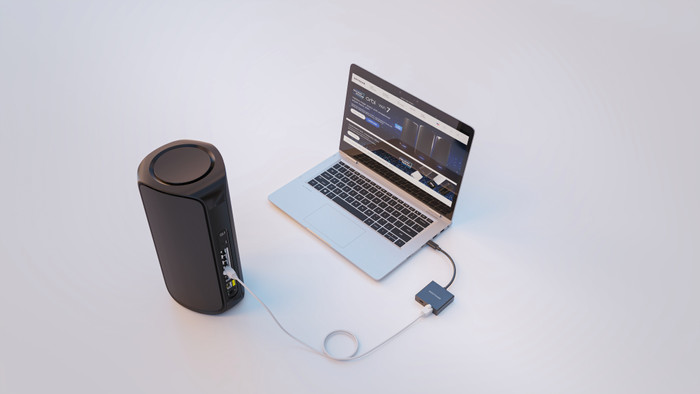 Netgear Nighthawk Usb C naar Ethernet Adapter product in gebruik