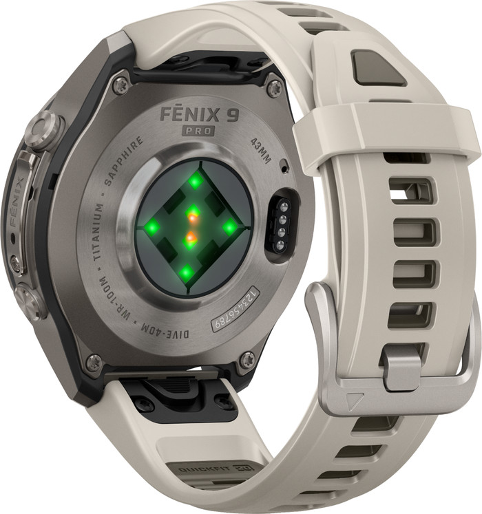 Garmin Fenix 9 Pro Titanium 43mm achterkant
