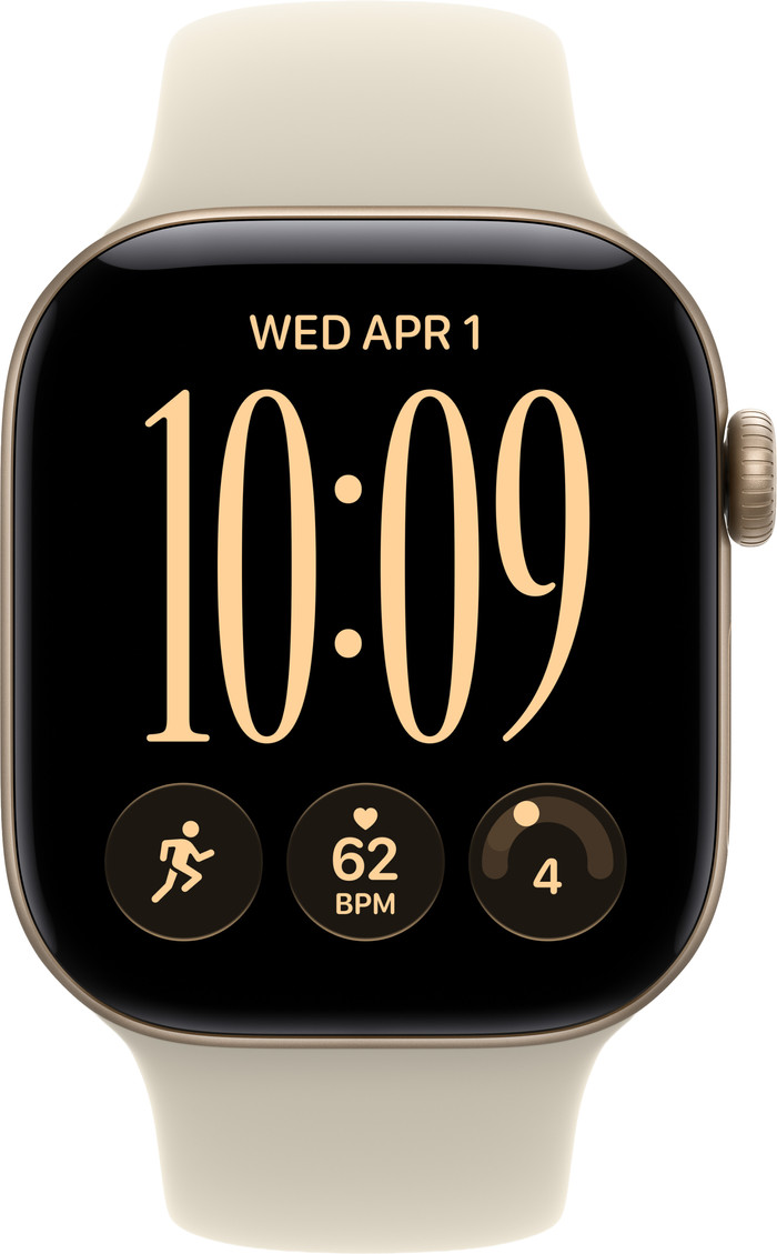 Apple Watch Series 12 Cellular 42mm Goud Sportband M/L voorkant