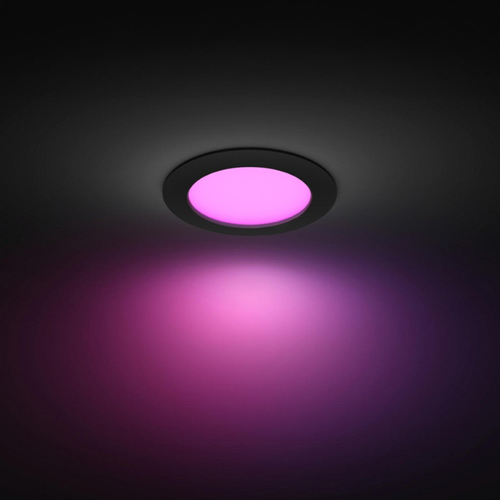 Philips Hue Inbouwspot Slim 3-Pack - White and Color - 170mm - Zwart voorkant