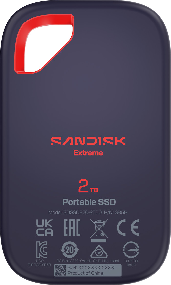 SANDISK Extreme Portable SSD V3 2TB achterkant