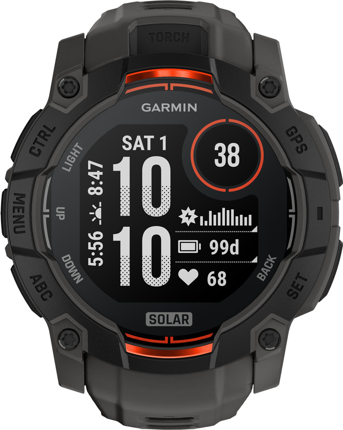 Garmin Instinct 3 Solar Zwart 50 mm voorkant
