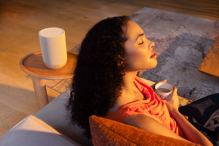 Denon Home 200 Silver product in use