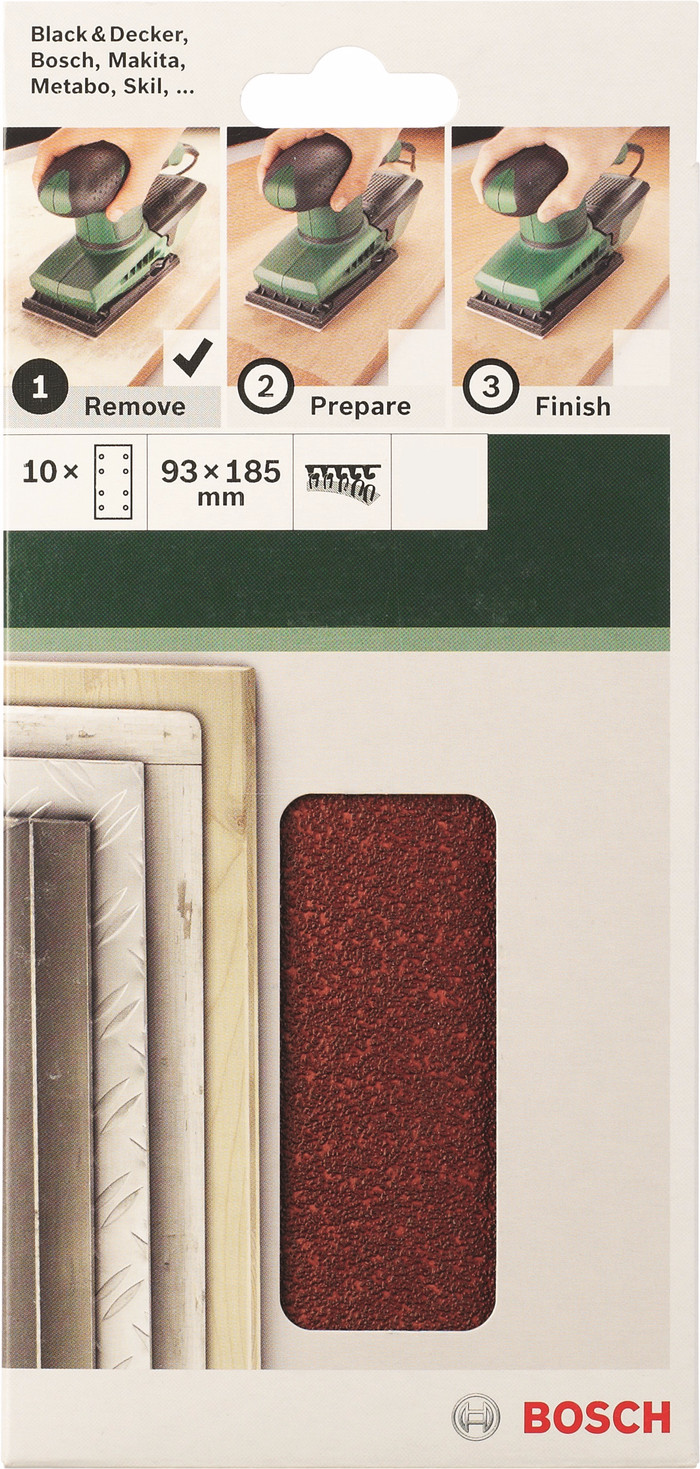 Bosch Schuurstrook K60, K120, K180 93x185 mm (10x) null