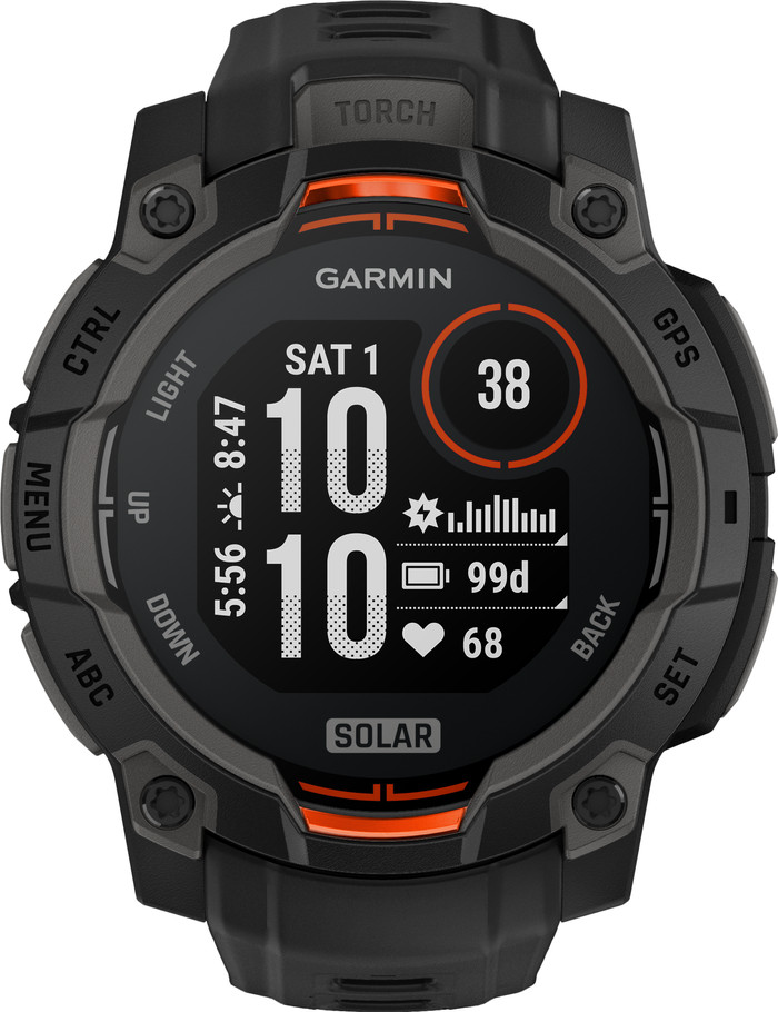 Garmin Instinct 3 Solar Zwart 45 mm voorkant