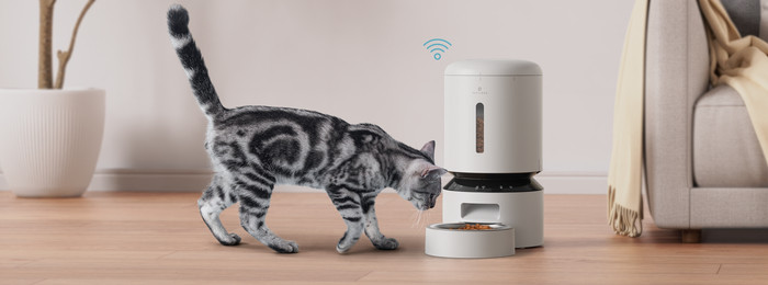 Petlibro Automatische Voerbak met Wifi PLAF103 Wit product in gebruik