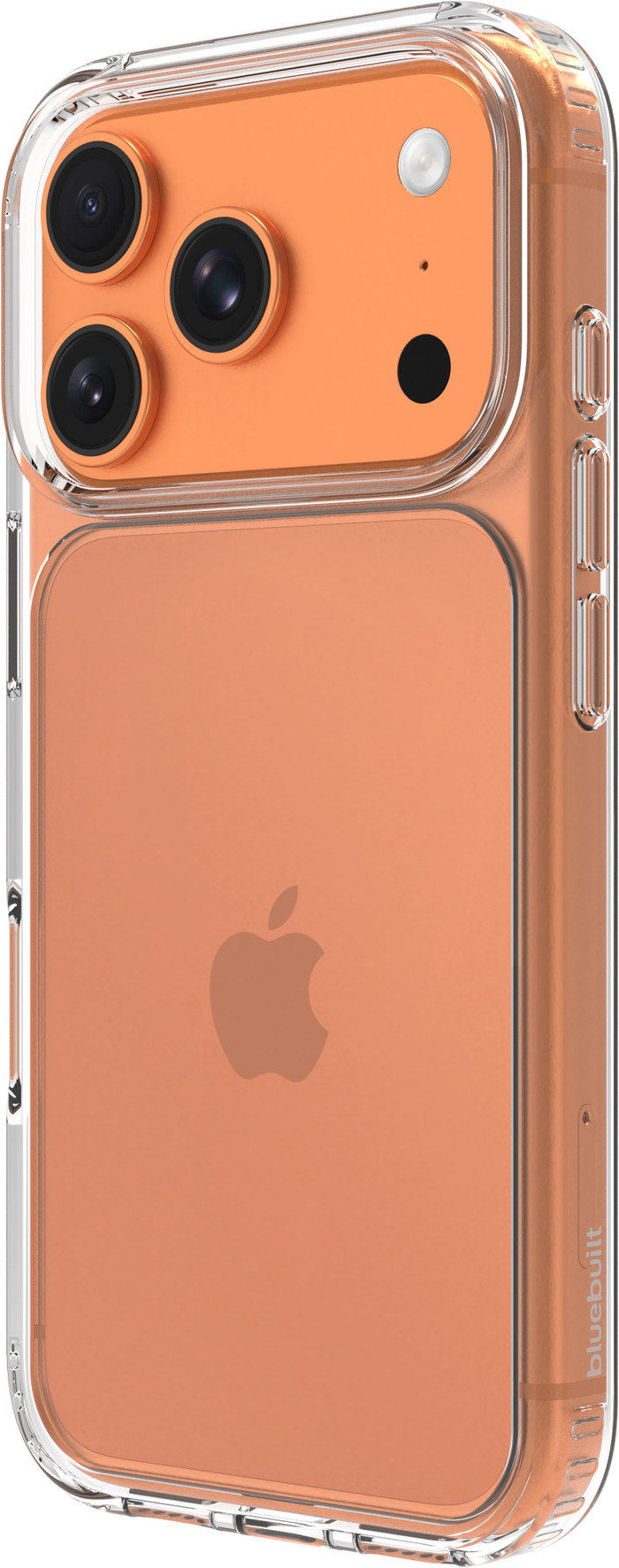 BlueBuilt Protective Back Cover iPhone 17 Pro Transparent + BlueBuilt iPhone 17 Pro Screen Protector Glass right side