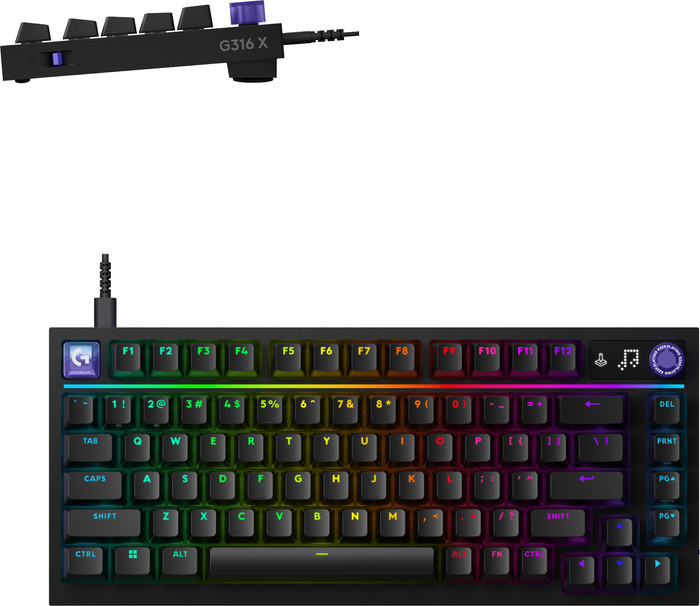 Logitech G316 X 75 Gaming Toetsenbord Zwart Qwerty bovenkant