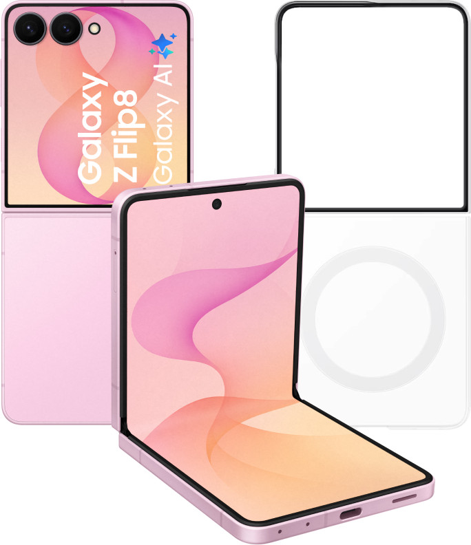 Samsung Galaxy Z Flip 8 512GB Roze 5G + Samsung Back Cover met Magneet Transparant Main Image
