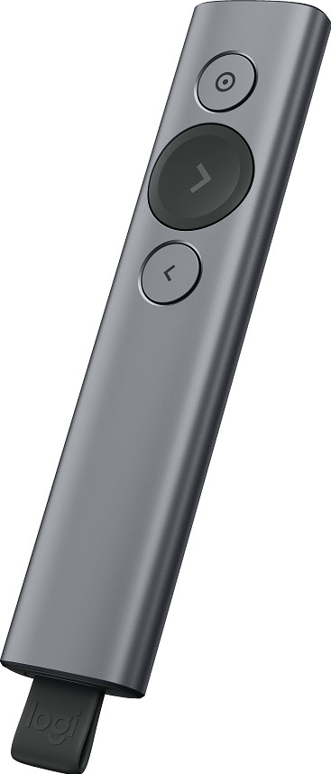 Logitech Spotlight Presentation Remote grijs voorkant