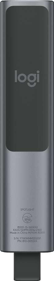 Logitech Spotlight Presentation Remote grijs achterkant