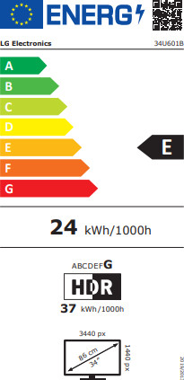 LG UltraWide 34U601B-B energielabel