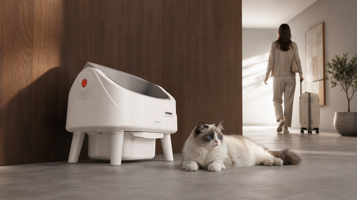 Mova Automatische kattenbak LB10 Air Wit product in gebruik