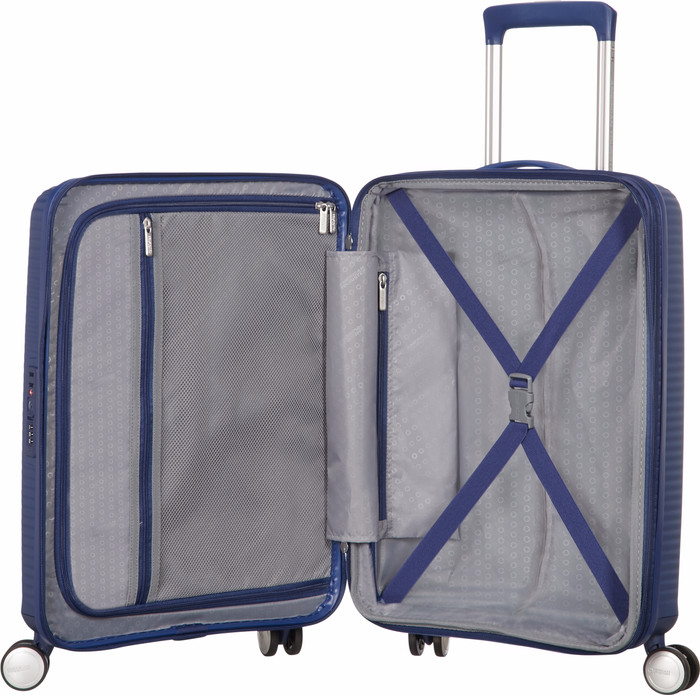 American Tourister Soundbox Expandable Spinner 55cm Midnight Navy inside