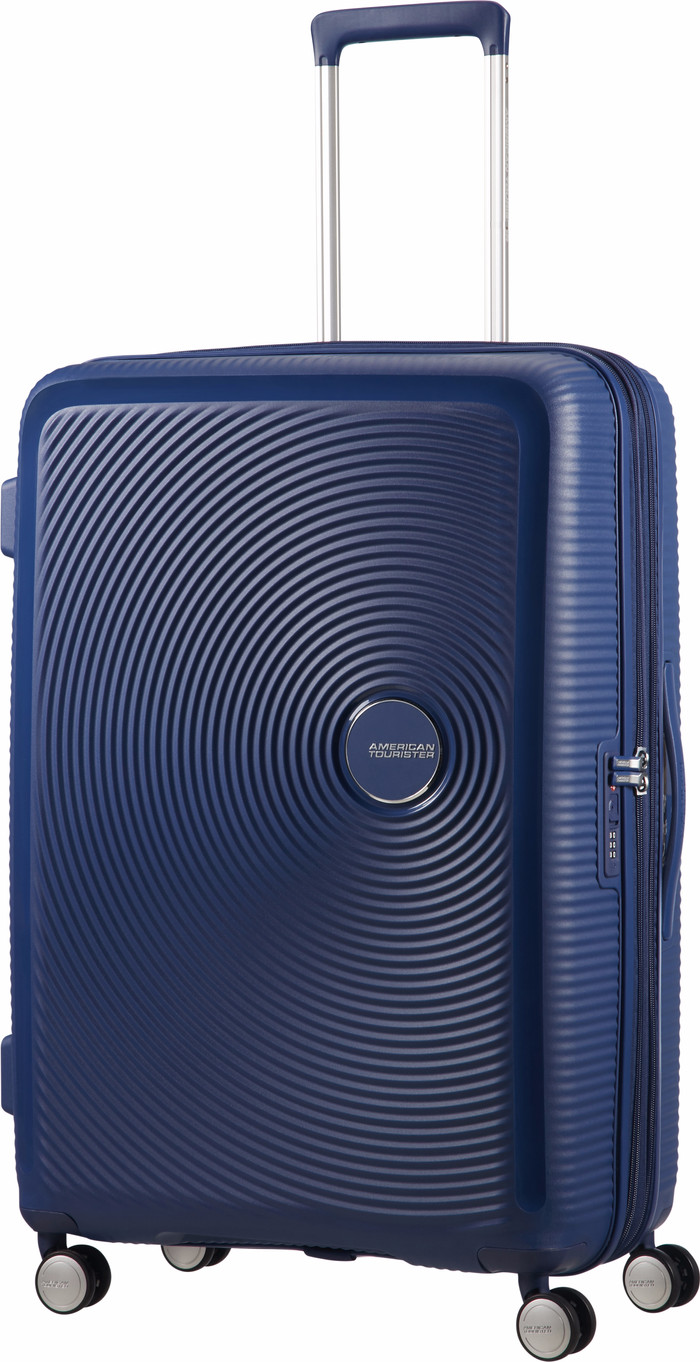 American Tourister Soundbox Expandable Spinner 77cm Midnight Navy right side