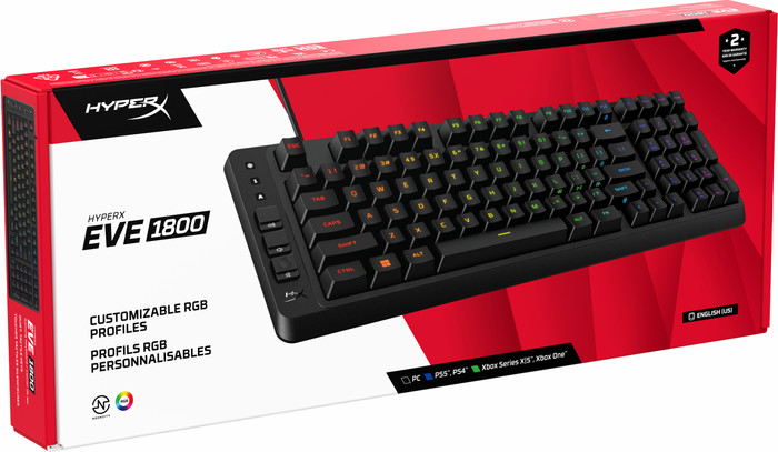 HyperX Eve 1800 Gaming Toetsenbord Qwerty verpakking