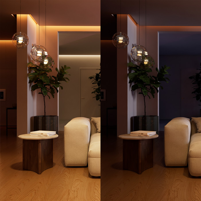 Philips Hue Bedrade Wandschakelaarmodule voor Niet Slimme Dimbare Lampen product in gebruik