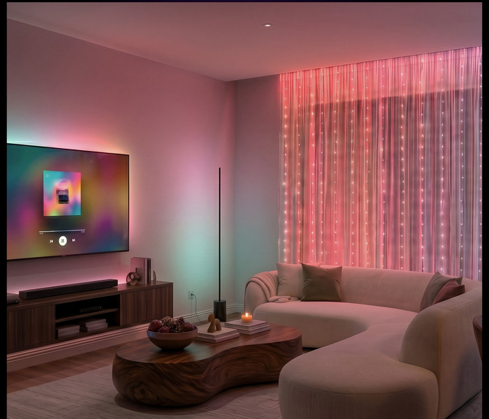 Philips Hue LED Light Curtain 1.35x2m product in use