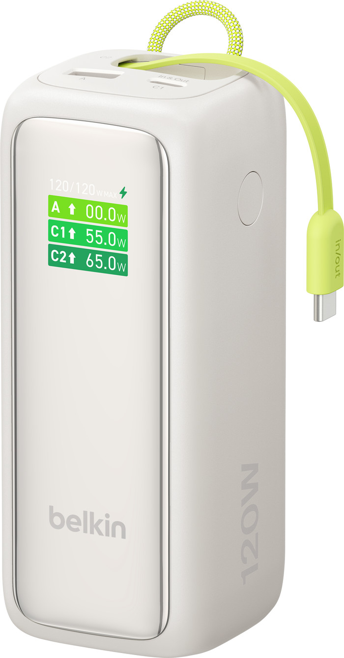Belkin Powerbank 22.000 mAh met Snelladen 120 Watt Beige voorkant