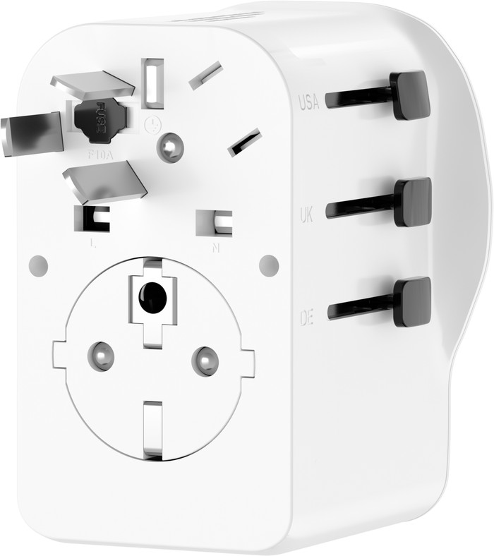 BlueBuilt Universele Wereldstekker 65 Watt achterkant